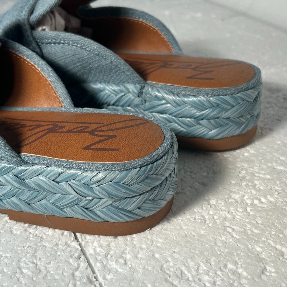 Zodiac SZ 8.5 NWOT Gizelle Blue Denim Mule Slide Resort Boho 70's Chic - Picture 8 of 12